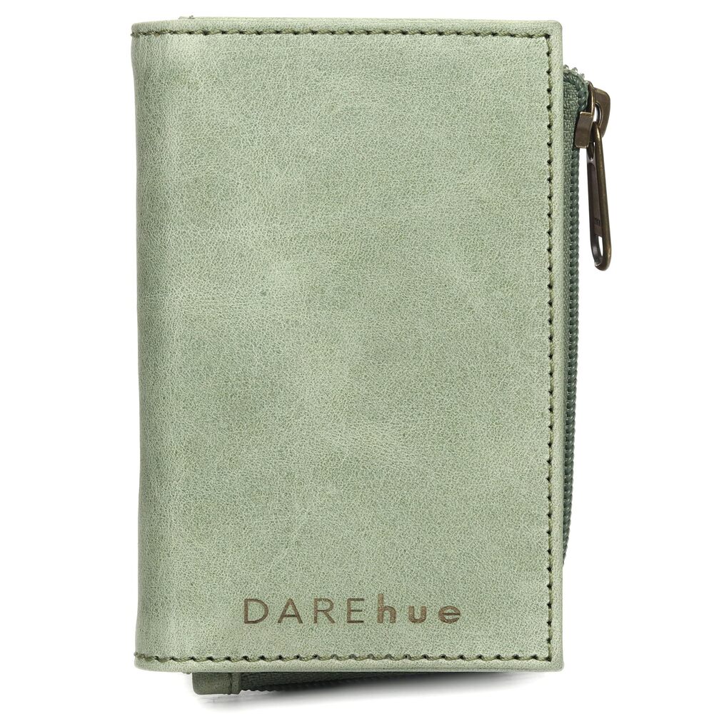 2588 Small Slim Leather Wallet 8 card slots mint green